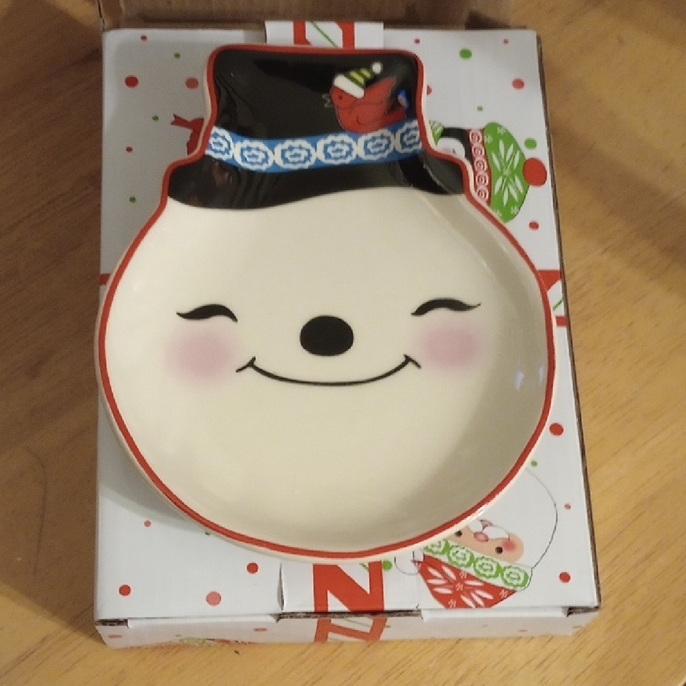 Temp-Tations Whimsical Snowman With Cardinal Spoon Rest NIB